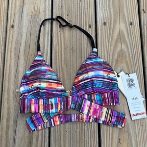 Aerin Rose Le Marais Wrap Banded Fixed Triangle Bikini Top,Size Medium,NWOT